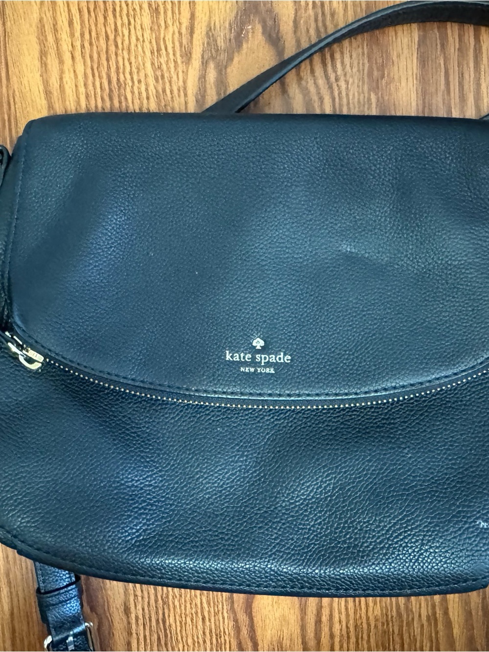 Kate Spade Black Pebbled faux Leather Flap Crossbody